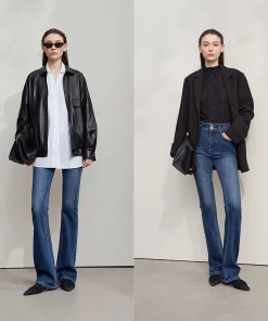 AMII Jeans Pants Women 2025 Autumn New Retro Classic Woman Denim Pants Cotton Casual Versatile Slim Flare Trousers 12543143 - Image 4