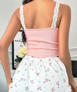 2025 Women's Sexy Lace Lace Camisole Vest Shorts Sleepwear Nightwear Women's Slim Fit Two-piece Home Outfit New Pajama Sets - Image 3