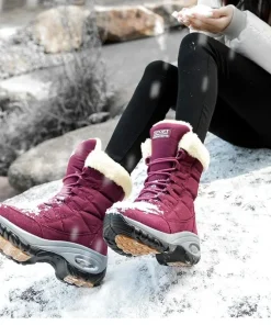 Alternative view of Women Thigh High Boots Platform Fur Warm Snow Boots Winter Shoes Waterproof Slip on Women Comfortable Outdoor Ankle Hiking Boots