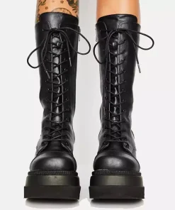 DoraTasia Black Gothic Fashion Round Toe Side Zipper Lace Up Women's Mid Calf Boots New INS Christmas Street Party Shoes Woman - Image 6
