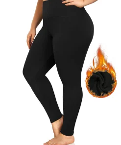 Autumn And Winter Solid Color Plus-size Nine-point Pants Black High-waisted Tight-fitting Leggings And Fleece Thick-legged Pants - Image 5