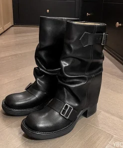 Autumn and Winter Fashion Retro Brown Western Cowboy Boots Women's Boots 2025 New Look Slim Thick and Stacked Short Boots - Image 5