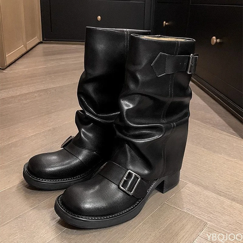 Autumn and Winter Fashion Retro Brown Western Cowboy Boots Women's Boots 2025 New Look Slim Thick and Stacked Short Boots - Image 5