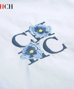 Simple New Women's Shirt Splicing Design Embroidery Flowers Elegant and Versatile Spring and Summer Striped Women's Tops - Image 6