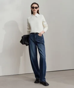 Alternative view of AMII Jeans Pants Women 2025 Autumn New Retro Denim Blue Trousers For Woman Loose Wide-leg Versatile Trousers Ladies 12553029