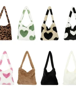 Women Girls Fluffy Shoulder Bag Top-handle Bag Female Autumn Winter Handbag Plush Tote Fashion Shopping Bag