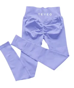 TEVEO Leggings Leggings de yoga sans couture pour femmes Corset taille moyenne collants de fitness hanches à volants Leggings d' - Image 3