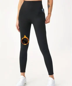 Alternative view of Women wear pocket spring and autumn winter new high waist lift hip plus fleece thick leggings tight yoga pants