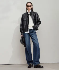 AMII Jeans Pants Women 2025 Autumn New Retro Denim Blue Trousers For Woman Loose Wide-leg Versatile Trousers Ladies 12553029 - Image 5