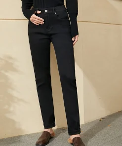 AMII Minimalism Jeans for Women 2025 Autumn Slim Feet Fashion Casual All-match Cotton Slight Strech Ankle-Length Pants 12514004 - Image 4