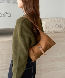 New Women's Natural Suede Leather Shoulder Bags Female Soft Cowhide Durable Crossbody Bag Ladies Fashion Trend Commute Handbags - Image 5