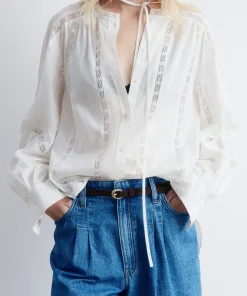 Women s Casual V-Neck Long Sleeve Button Down Shirt with Lace Detailing and Balloon Sleeves - Stylish Fall Blouse - Image 4