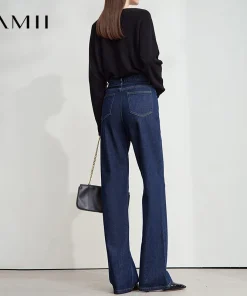 AMII Minimalist Jeans Pants Women 2025 Autumn New Classic Lady Trousers Cotton Straight Casual Woman Loose Denim Pants 12543031 - Image 3