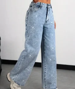 American-style high street retro full-diamond wide-leg jeans for women new 2025 autumn style versatile and slimming great for a - Image 4