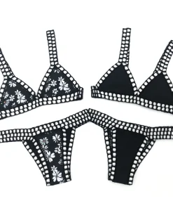 Reversible Leopard Handmade Crochet Bikinis Set Black Poolside Swimwear Blue Paisley Luxury Swimsuit maillot de bain femme - Image 3