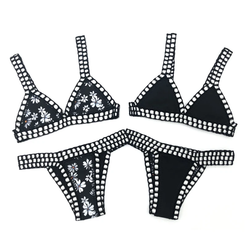 Reversible Leopard Handmade Crochet Bikinis Set Black Poolside Swimwear Blue Paisley Luxury Swimsuit maillot de bain femme - Image 3