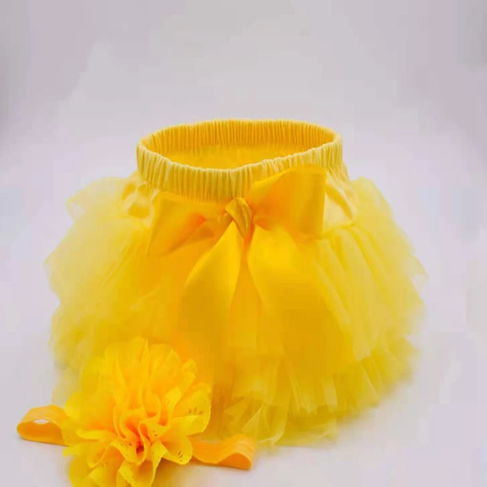 Baby girl tutu skirt 2pcs tulle lace bloomers diaper cover Newborn infant outfits Mauv headband flower set Baby mesh bloomer - Image 6