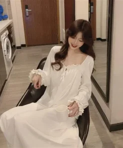 Winter Women's Nightgowns New Long Sleeve Cotton Sleepwear Dress Spring Autumn Night Dress Loose Big Size Woman Sleep Shirts - Image 5