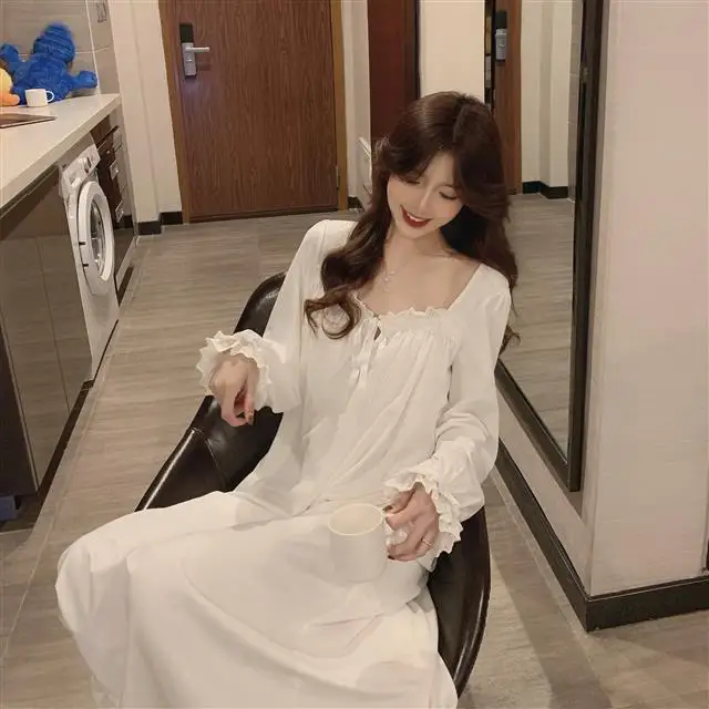 Winter Women's Nightgowns New Long Sleeve Cotton Sleepwear Dress Spring Autumn Night Dress Loose Big Size Woman Sleep Shirts - Image 5