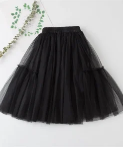 Kids Skirts For Girls Cotton Lace Tutu Pleated Skirt Black Pink Gray Children's Clothing 4 6 8 10 12Y Pettiskirt Party Clothes - Image 3