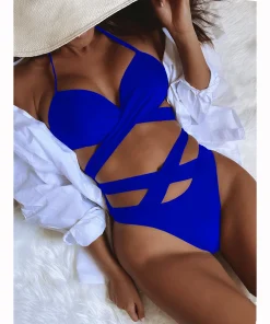 Push Up Bikini 2024 Women Swimsuit Bandage Solid Brazilian Bikini Set High Waist Female Swimwear Women Bathing Suit Beachwear - Image 3