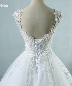Customized ZJ9076 Ball Gown Spaghetti Straps White Ivory Tulle Pearls Bridal Dress For Wedding Dresses 2025 Marriage - Image 6