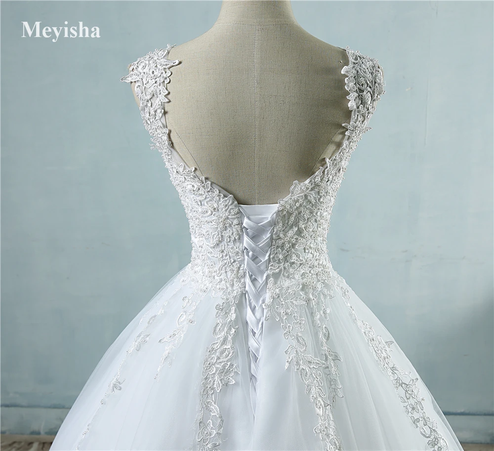 Customized ZJ9076 Ball Gown Spaghetti Straps White Ivory Tulle Pearls Bridal Dress For Wedding Dresses 2025 Marriage - Image 6