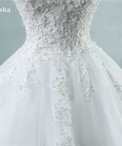 Customized ZJ9076 Ball Gown Spaghetti Straps White Ivory Tulle Pearls Bridal Dress For Wedding Dresses 2025 Marriage - Image 5