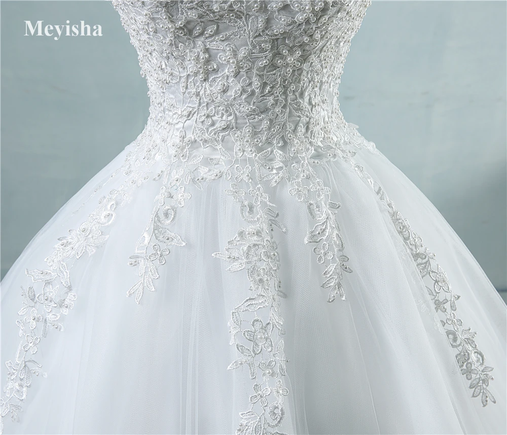 Customized ZJ9076 Ball Gown Spaghetti Straps White Ivory Tulle Pearls Bridal Dress For Wedding Dresses 2025 Marriage - Image 5