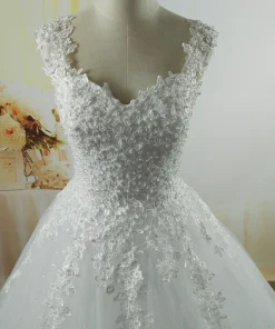 Customized ZJ9076 Ball Gown Spaghetti Straps White Ivory Tulle Pearls Bridal Dress For Wedding Dresses 2025 Marriage - Image 3