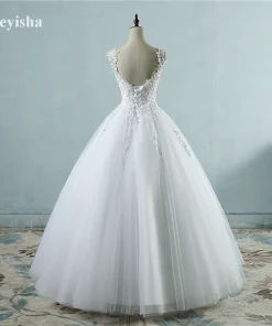 Customized ZJ9076 Ball Gown Spaghetti Straps White Ivory Tulle Pearls Bridal Dress For Wedding Dresses 2025 Marriage - Image 4