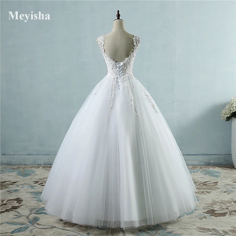 Customized ZJ9076 Ball Gown Spaghetti Straps White Ivory Tulle Pearls Bridal Dress For Wedding Dresses 2025 Marriage - Image 4