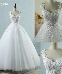 Customized ZJ9076 Ball Gown Spaghetti Straps White Ivory Tulle Pearls Bridal Dress For Wedding Dresses 2025 Marriage