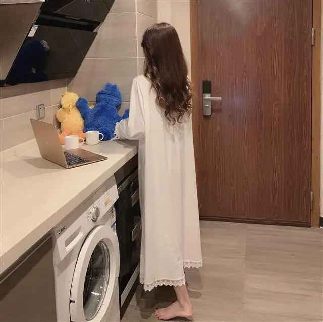 Winter Women's Nightgowns New Long Sleeve Cotton Sleepwear Dress Spring Autumn Night Dress Loose Big Size Woman Sleep Shirts - Image 4