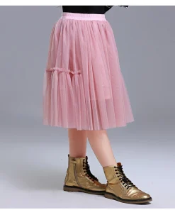Kids Skirts For Girls Cotton Lace Tutu Pleated Skirt Black Pink Gray Children's Clothing 4 6 8 10 12Y Pettiskirt Party Clothes - Image 5