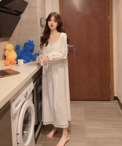 Winter Women's Nightgowns New Long Sleeve Cotton Sleepwear Dress Spring Autumn Night Dress Loose Big Size Woman Sleep Shirts - Image 3