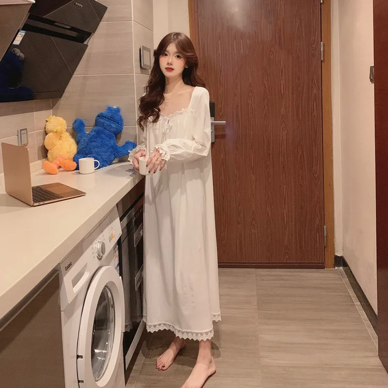 Winter Women's Nightgowns New Long Sleeve Cotton Sleepwear Dress Spring Autumn Night Dress Loose Big Size Woman Sleep Shirts - Image 3