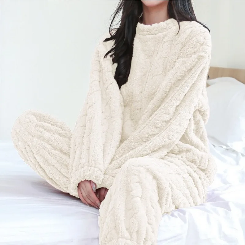 Warm Winter Nightwear Thick Pajamas Sets Pajamas Set Woman Home Wear Women Ensembles Pyjama Femme Ensemble Women's Pajama Set - Image 2
