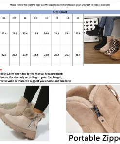 Women Snow Boots 2026 Winter New Solid Color Plush Zipper Thick Bottom Anti Slip Warm Cold Proof Cotton Shoes Snow Boots - Image 6