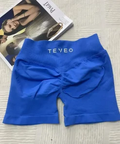 TEVEO Short De Yoga Femme Extensible Respirant Pêche Hanche Hanche Fitness Short de Course Hanche Haute Stretch Mèches De Sueur - Image 5