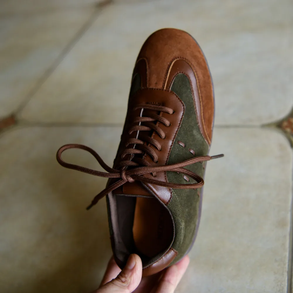 Vintage German Training Baseball Shoes for Women's Genuine Leather Woman Running Sports Shoes Outdoor Tennis Lace-up Sneakers - Image 2