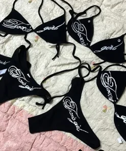 2025 summer women new letter printed sexy bikini set women's swimsuit swimsuit hot pants set summer casual fashion Y2k style - Image 4