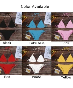 Sexy Underwear Woman Thong Women's Bikinis Set Sexy Two-piece Swimsuit Bandage Style Brazilian Breathable Solid Swimwear Summer - Image 6