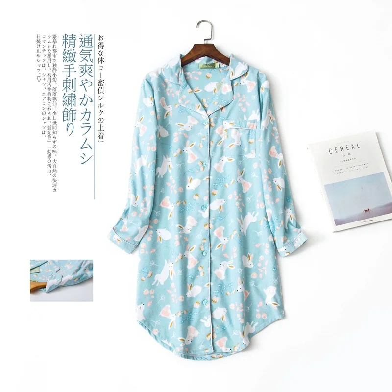 Winter 100% Brushed cotton nightshirts women nightgowns sleepwear fashion plaid Plus size sleepdress night dress nightwear - Image 5