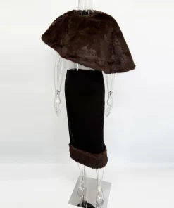Tossy Elegant Female Fur Feather Maxi Skirt Outfits Luxury Loose Patchwork Fashion Cover up Top And Long Skirt Women's Sets New - Image 6