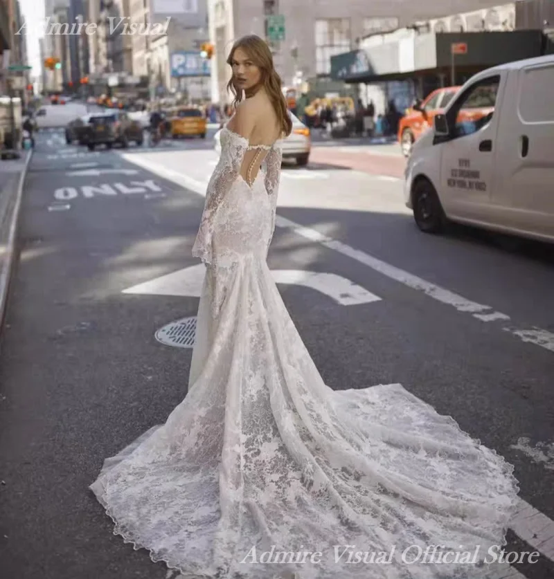 Newest Wedding Dresses Lace Mermaid Long Sleeves Off The Shoulder With Illusive Back Customized Bride Gowns Vestidos De Novia - Image 2