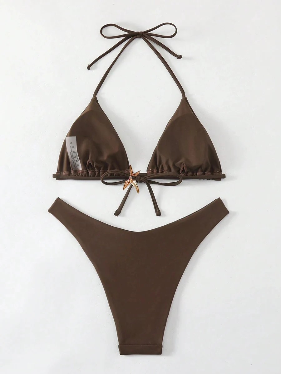Sexy Bikini Set Solid Swimsuit Women Beachwear 2026 Thong Micro Bikinis Female Swimwear High Cut Neck Bathing Suit Beach Biquini - Image 6