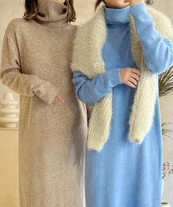 New 2025 Autumn Winter Sweater Dress Women Japanese y2k Turtleneck Long Sleeve Thicken Loose Knitted Long Dresses Hot Sale - Image 3