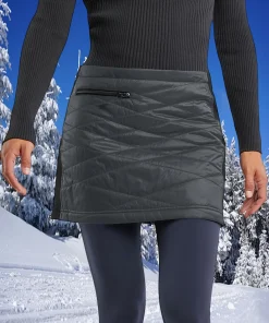 Women's Zippered Puffer Skirt Quilted Insulated Winter Skirt for Skiing Hiking Running Golf With Pockets - Image 3