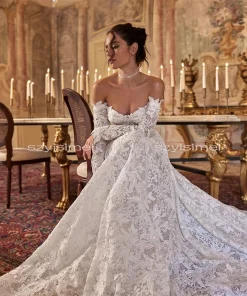 Modern Sweetheart A-Line Wedding Dress 2026 Bridal Gowns Long Sleeve Customizable Elegant Bridal Dress for Your Special Day - Image 3